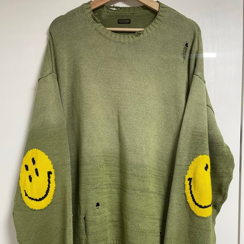 COPY - Kapital 5G Smiley Distressed Knit Sweater - Picture 5 of 8